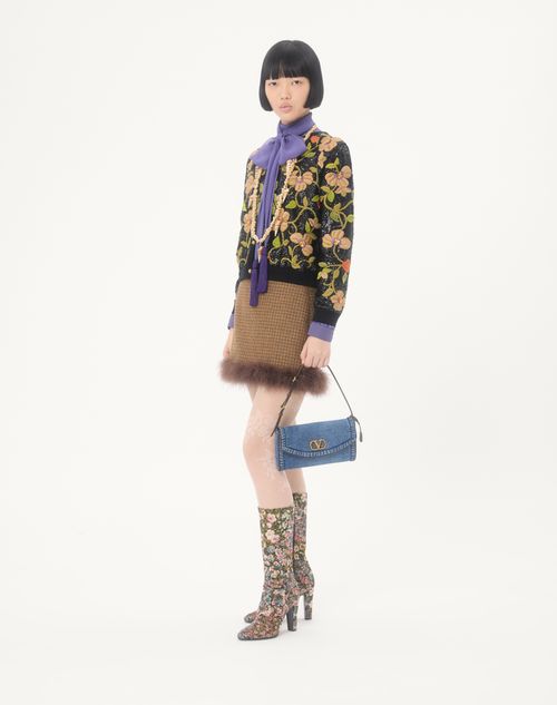 Valentino Garavani - Valentino Garavani Devain Small Denim Shoulder Bag - Denim - Woman - Shoulder Bags