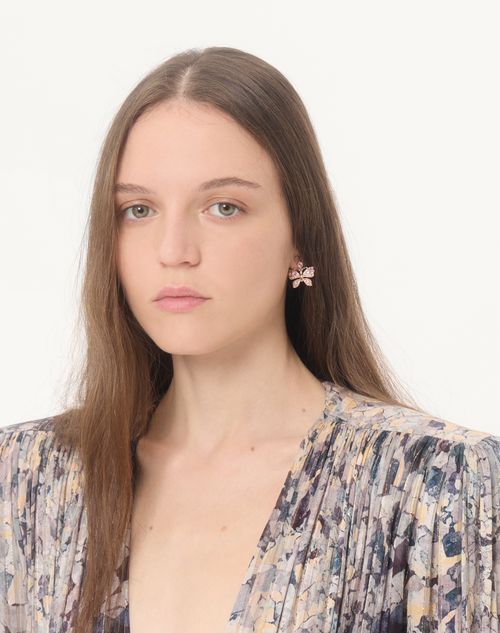 Valentino Garavani - Flutterby Earrings In Metal And Swarovski® Crystals - Rose Gold/crystal - Woman - Accessories