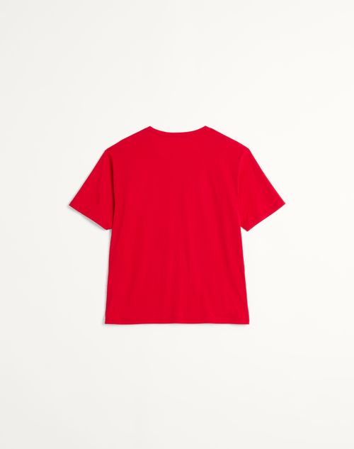 Valentino - Cotton T-shirt With Chez Valentino Print - Red - Man - Ready To Wear