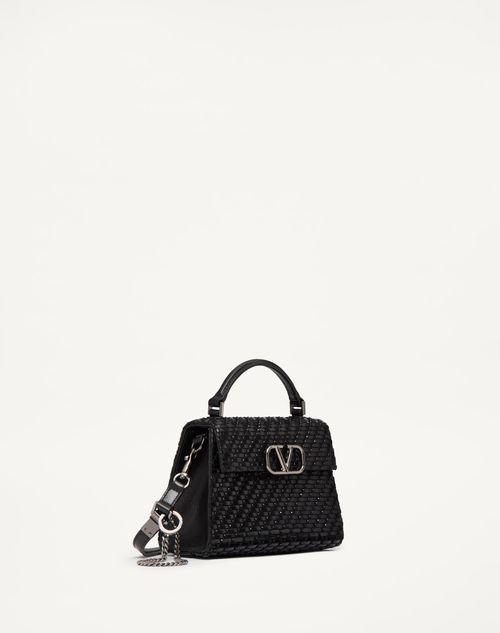 Valentino Garavani - Valentino Garavani Vsling Mini Woven Handbag - Black - Woman - Top Handle Bags