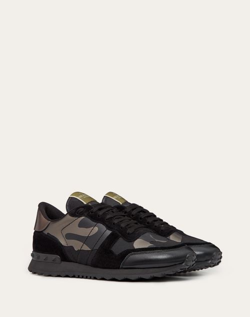 Valentino Garavani - Rockrunner Camouflage Noir Metallic Sneaker - Black - Man - Rockrunner - M Shoes