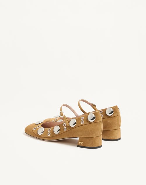 Valentino Garavani - Nellcôte Mary-jane Pumps In Crust Leather 30mm - Havana Beige - Woman - Ballerinas