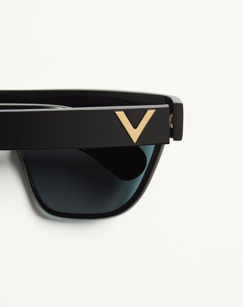 Valentino - Occhiale Geometrico In Acetato - Nero/verde - Unisex - Occhiali