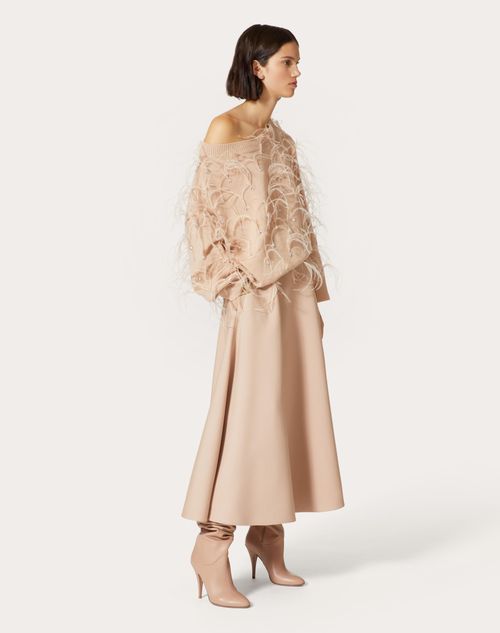 Valentino - Jupe Mi-longue En Crêpe Couture - Poudre - Femme - Cadeaux Pour Elle