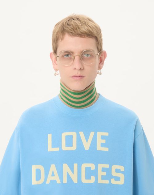 Valentino - Valentino Cotton T-shirt With Love Dances On The Abyss & Made In Valentino Print - Sky Blue - Man - T-shirts And Sweatshirts