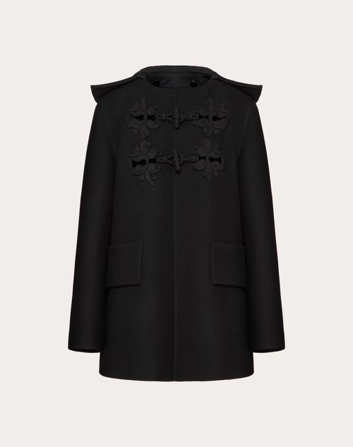 Valentino - Caban Aus Besticktem Compact Coat - Schwarz - Frau - Jacken Und Mäntel