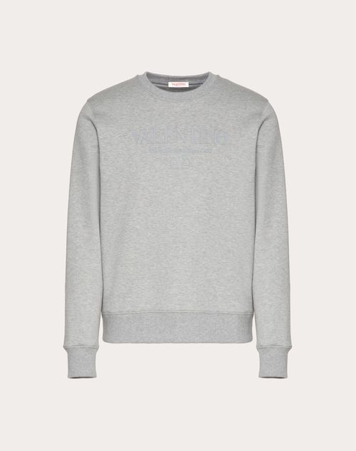 Valentino - Rundhalspullover Aus Baumwolle Mit Valentino-aufdruck - Grau - Mann - T-shirts & Sweatshirts