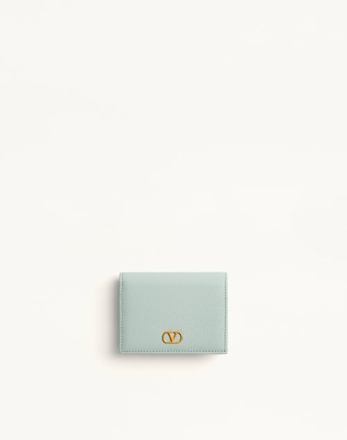 Valentino Garavani - Vlogo Signature Grainy Calfskin Wallet - Sky Grey - Woman - Wallets And Small Leather Goods