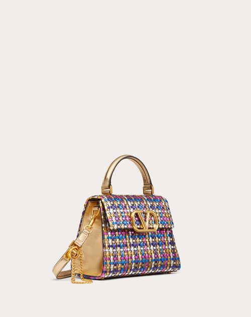 Valentino Garavani - Vスリング ウーブン メタリック ナッパ スモール ハンドバッグ - ゴールド/マルチカラー - ウィメンズ - トップハンドルバッグ