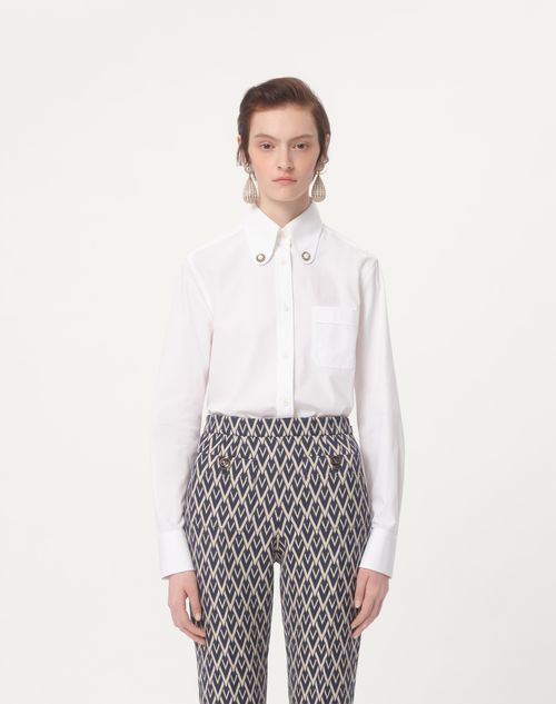 Cotton Popeline Shirt for Woman in Optic White | Valentino US Cotton Popeline Shirt for Woman in Optic White | Valentino US
