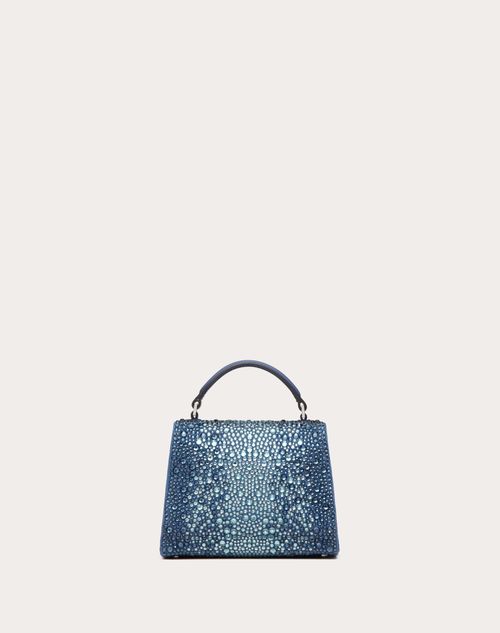 Mini Vsling Denim Handbag With Rhinestones for Woman in Blue
