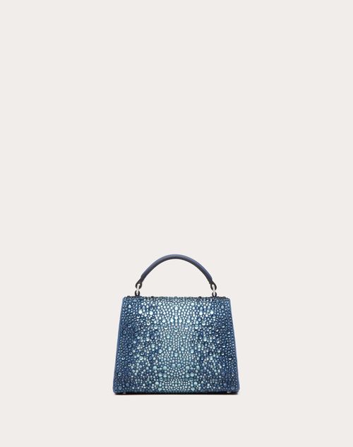 DENIM SHOULDER BAG WITH RHINESTONES - Blue