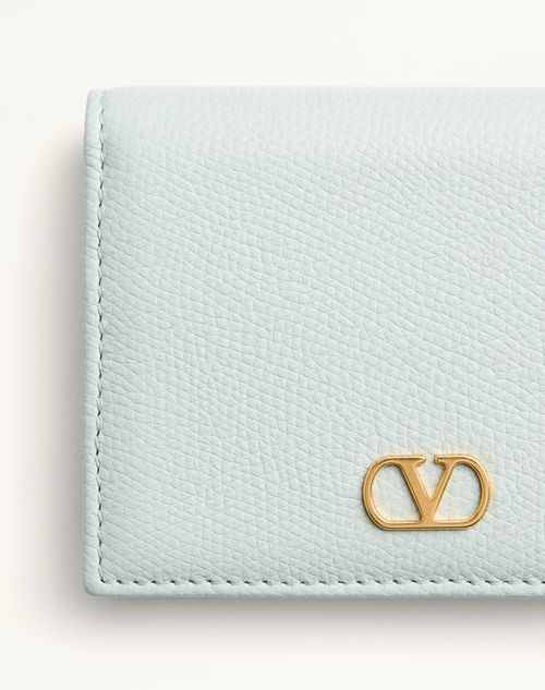 Valentino Garavani - Vlogo Signature Grainy Calfskin Wallet - Sky Grey - Woman - Wallets And Small Leather Goods