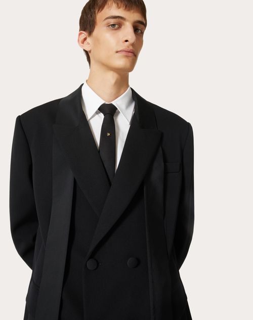 Black blazer hotsell with silk collar