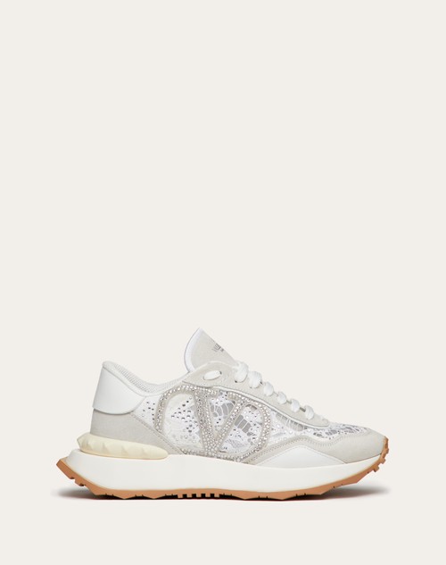 Valentino Garavani White & Beige Rockrunner Sneakers