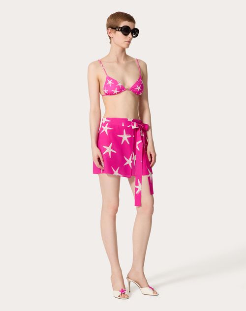 Valentino - Falda De Starfish Crepe De Chine - Marfil/pink Pp - Mujer - Ropa