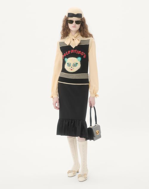 Valentino - Le Chat De La Maison Embroidered Gilet - Black/multicolor - Woman - Knitwear