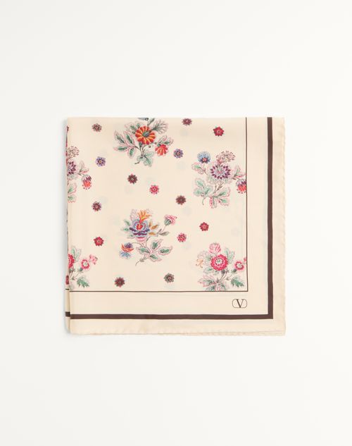 Valentino Garavani - Papier Floral Silk Scarf - Ivory/brown - Woman - Soft Accessories