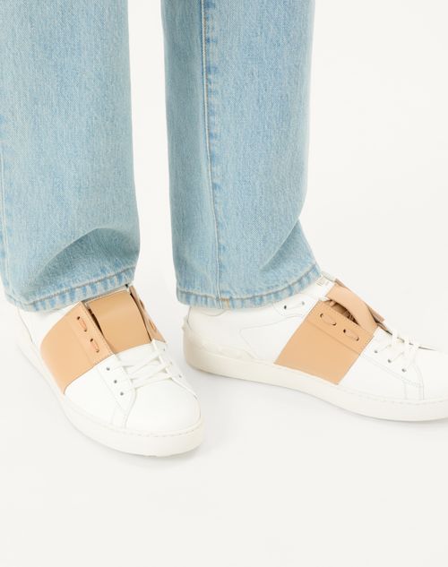 Valentino Garavani - Calfskin Open Sneaker - White/beige - Man - Man
