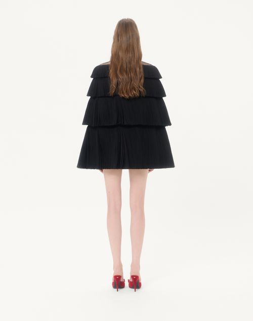 Valentino - Cape Aus Besticktem Organza - Schwarz/butter - Frau - Jacken Und Mäntel