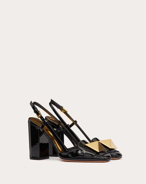 Valentino Garavani - One Stud Patent Leather Slingback Pump 100mm - Black - Woman - One Stud (pumps) - Shoes