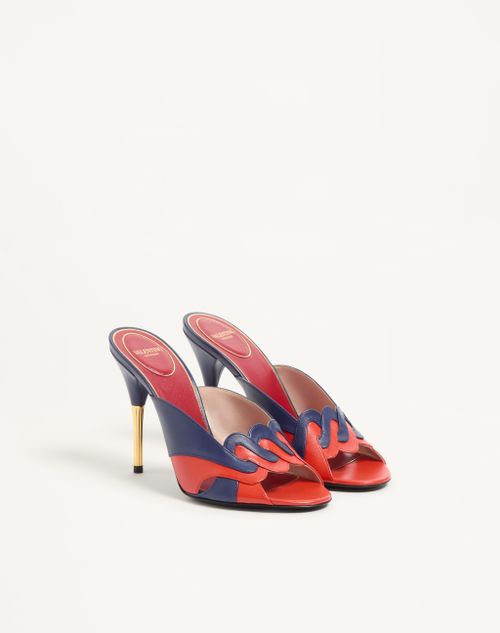 Valentino Garavani - Éoline Kidskin Slide Sandal 105mm - Indigo/orange - Woman - Sandals