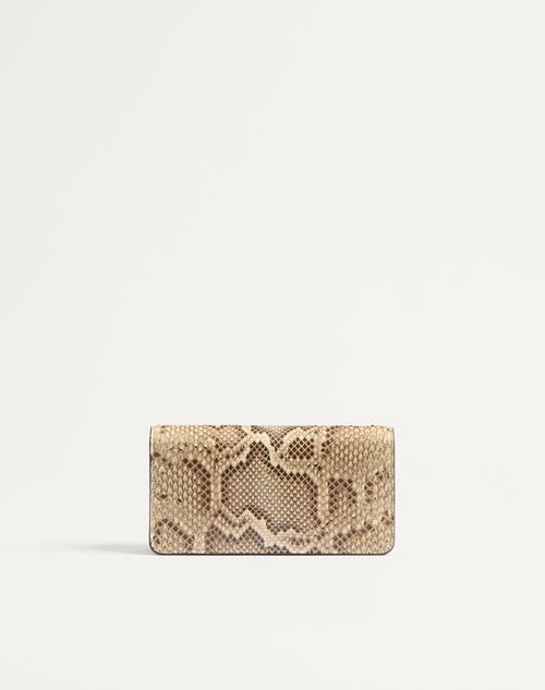 Valentino Garavani - Vlogo Signature Portemonnaie Aus Python Mit Kette - Creme - Frau - Pochetten