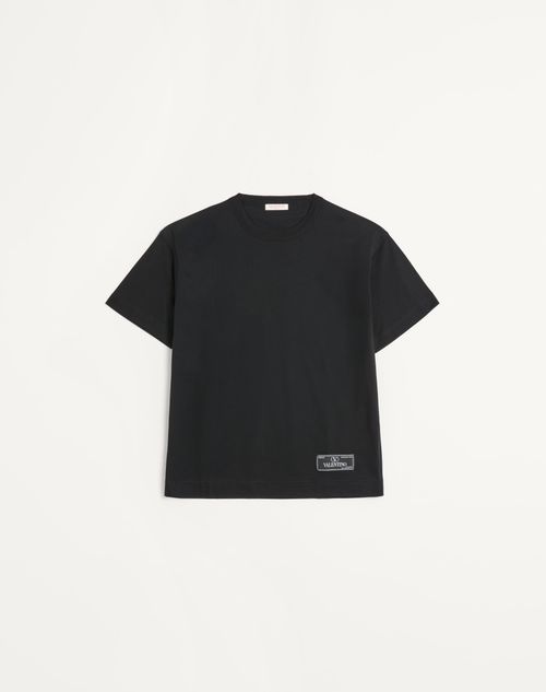 Valentino - Cotton T-shirt With Maison Valentino Tailoring Label - Black - Man - T-shirts And Sweatshirts