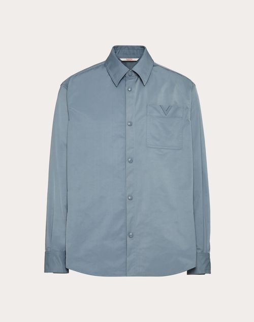 Valentino - Nylon Shirt Jacket With Rubberised V Detail - Stone - Man - Gifts For Him