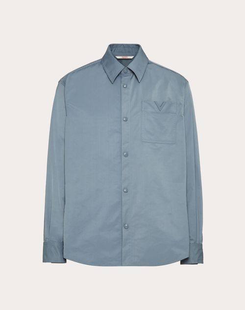 Valentino - Nylon Shirt Jacket With Rubberised V Detail - Stone - Man - Shelf - Mrtw - Embroideries & Denim