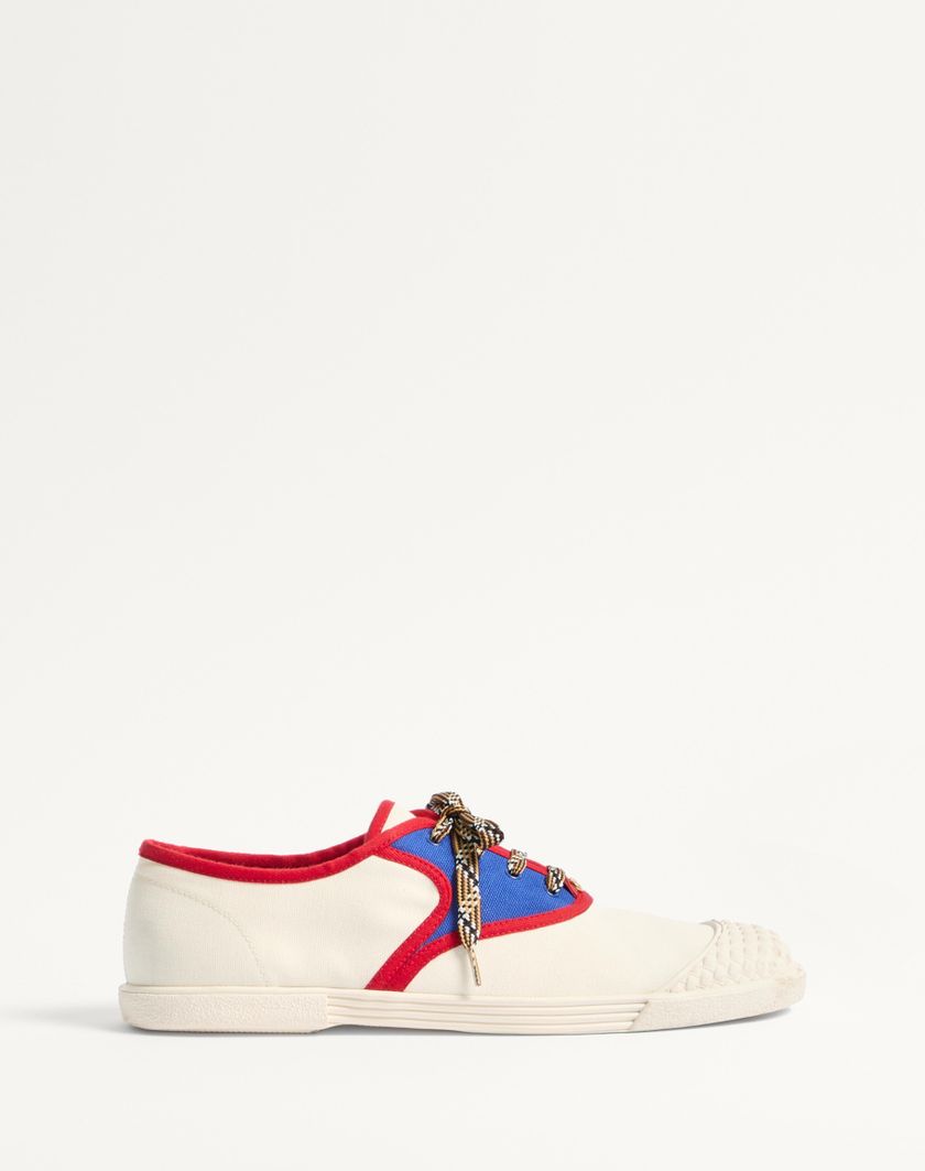 Valentino Handbags Sneaker Bay By Bay In Tessuto per Uomo in Avorio/acid Bluette/rouge Pur | Valentino IT