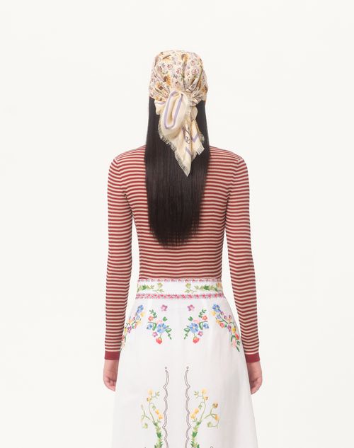 Valentino - Silk Sweater - Red/ecru - Woman - Knitwear