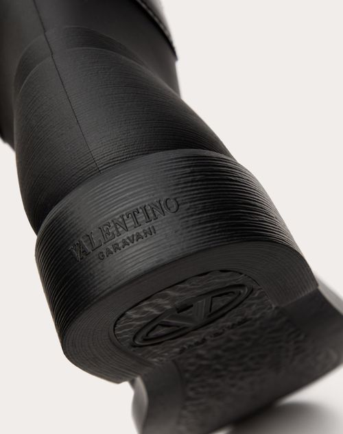 Valentino Garavani - Vlogo The Bold Edition Boot In Rubber And Calfskin 35mm - Black - Woman - Boots