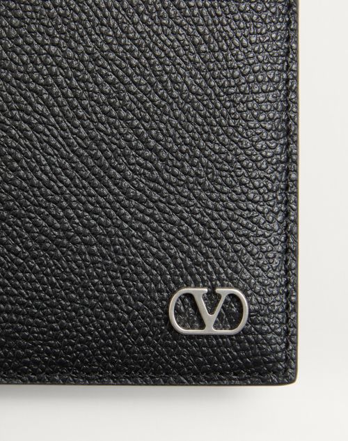 Valentino Garavani - Vlogo Signature Grainy Calfskin Wallet - Black - Man - Man