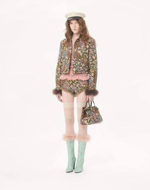 Valentino Garavani - ヴァレンティノ ガラヴァーニ アンティーブ アプレリヴェール ジャカードファブリック スモール トート - マルチカラー/タバコ - ウィメンズ - トート