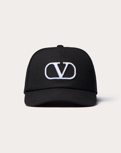 Valentino Garavani - Vlogo Signature Cotton Baseball Cap With Vlogo Embroidery - Black - Man - Soft Accessories - M Accessories