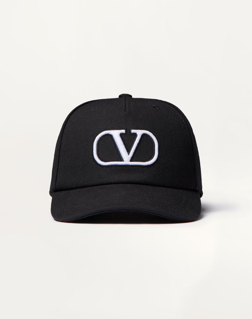 Valentino Handbags Baseball Cap Vlogo Signature In Cotone Con Ricamo Vlogo per Uomo in Nero | Valentino IT