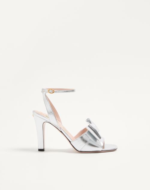 Valentino Garavani - Bowow Sandal In Laminated Nappa 95mm - Silver - Woman - Woman Shoes Sale