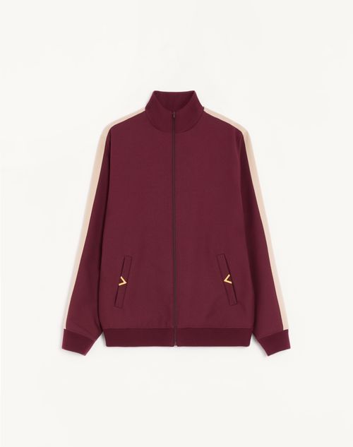Valentino - Valentino Nylon Sweatshirt With Vgold - Maroon - Man - T-shirts And Sweatshirts