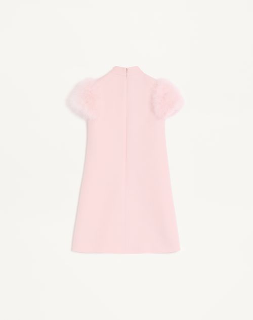 Valentino - Short Crepe Couture Dress With Feathers - Pink - Woman - Dresses