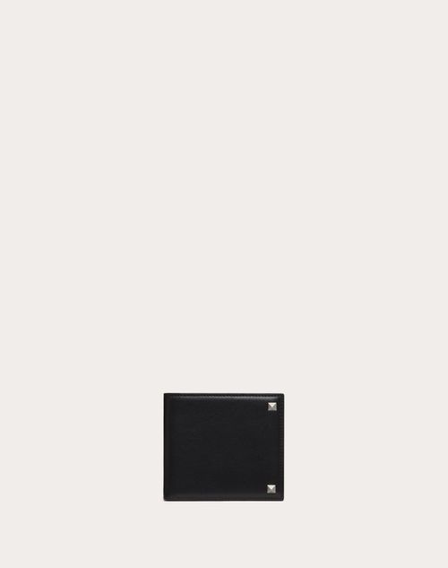 Valentino Garavani - Rockstud Wallet - Black - Man - Wallets And Small Leather Goods