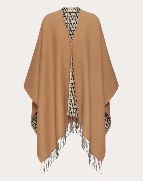 Valentino Garavani - Double Toile Iconographe Poncho In Wool, Silk And Cashmere - Camel - Woman - All About Logo