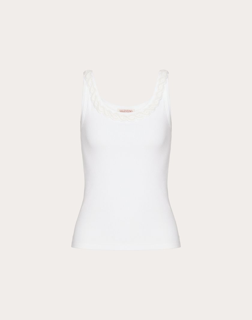 Valentino Handbags Top In Cotton Rib Ricamato per Donna in Bianco | Valentino IT