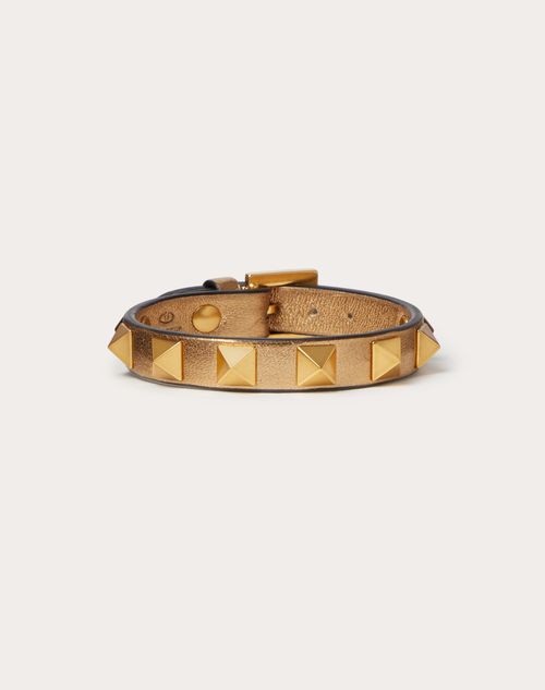 Valentino Garavani - Valentino Garavani Rockstud Leather Bracelet - Antique Brass - Woman - Leather Bracelets - Accessories