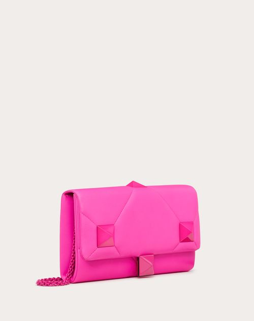 Valentino Garavani - Roman Stud Nappa Leather Maxi Clutch Bag - Pink Pp - Woman - Clutches