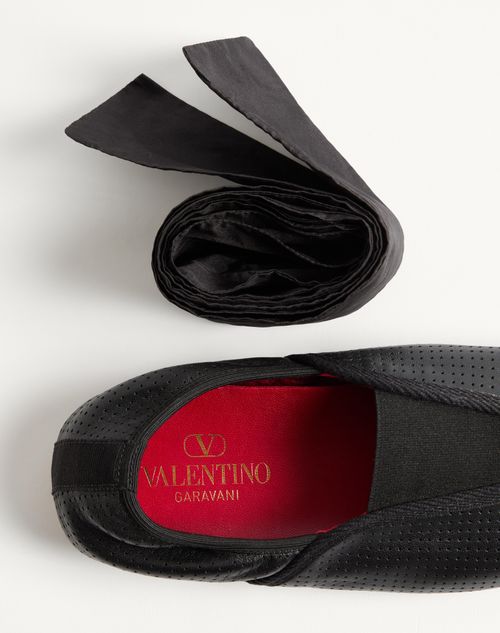 Valentino Garavani - Rythmika Ballerina In Perforated Nappa Leather - Black - Woman - Ballerinas