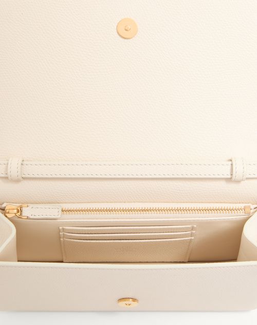 Valentino Garavani - Mini Borsa A Spalla Vlogo Signature In Vitello Granato - Light Ivory - Donna - Pochette