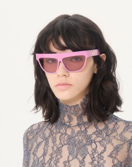 Valentino - Occhiale Geometrico In Acetato - Rosa/rosa - Unisex - Occhiali