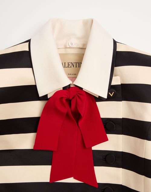 Valentino - Maxi Barré Cotton Satin Jacket - Vanilla/black/paris - Woman - Jackets And Blazers