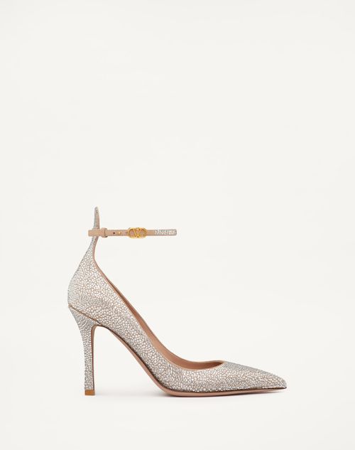 Valentino Garavani - Valentino Garavani Tan-go Pump With Crystals 100mm - Crystal/rose Cannelle - Woman - Woman Sale